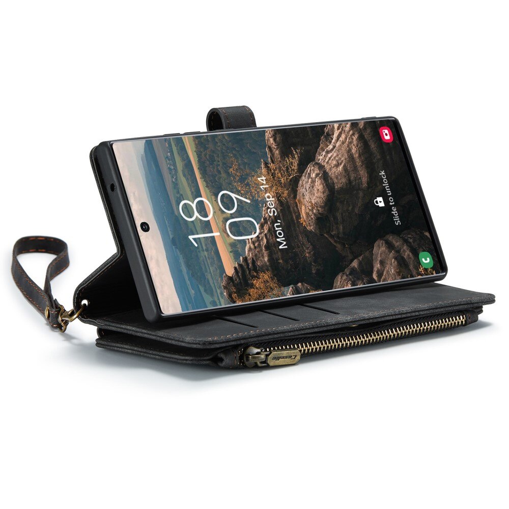 Étui portefeuille à glissière Samsung Galaxy S22 Ultra, Noir