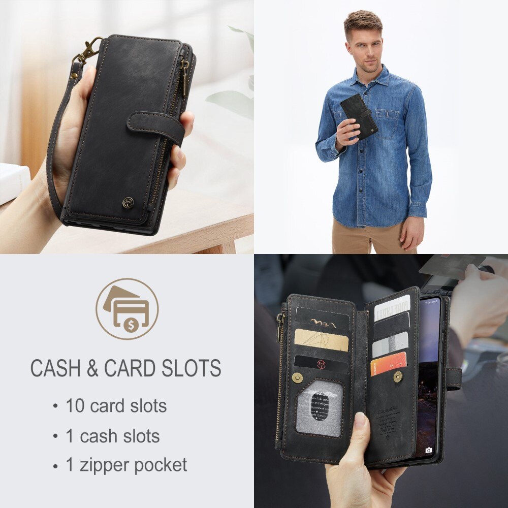 Étui portefeuille à glissière Samsung Galaxy A33, Noir