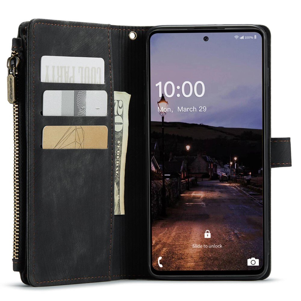 Étui portefeuille à glissière Samsung Galaxy A33, Noir