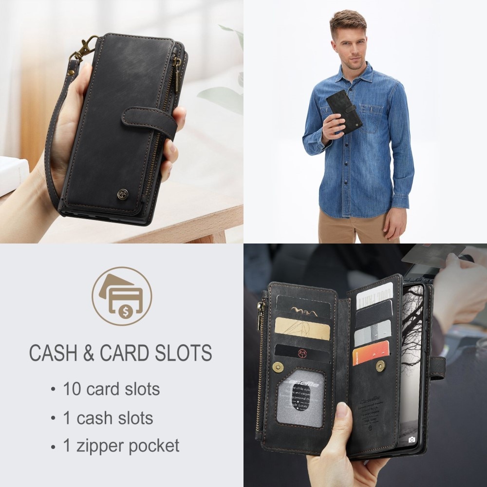 Étui portefeuille à glissière Samsung Galaxy A53, Noir