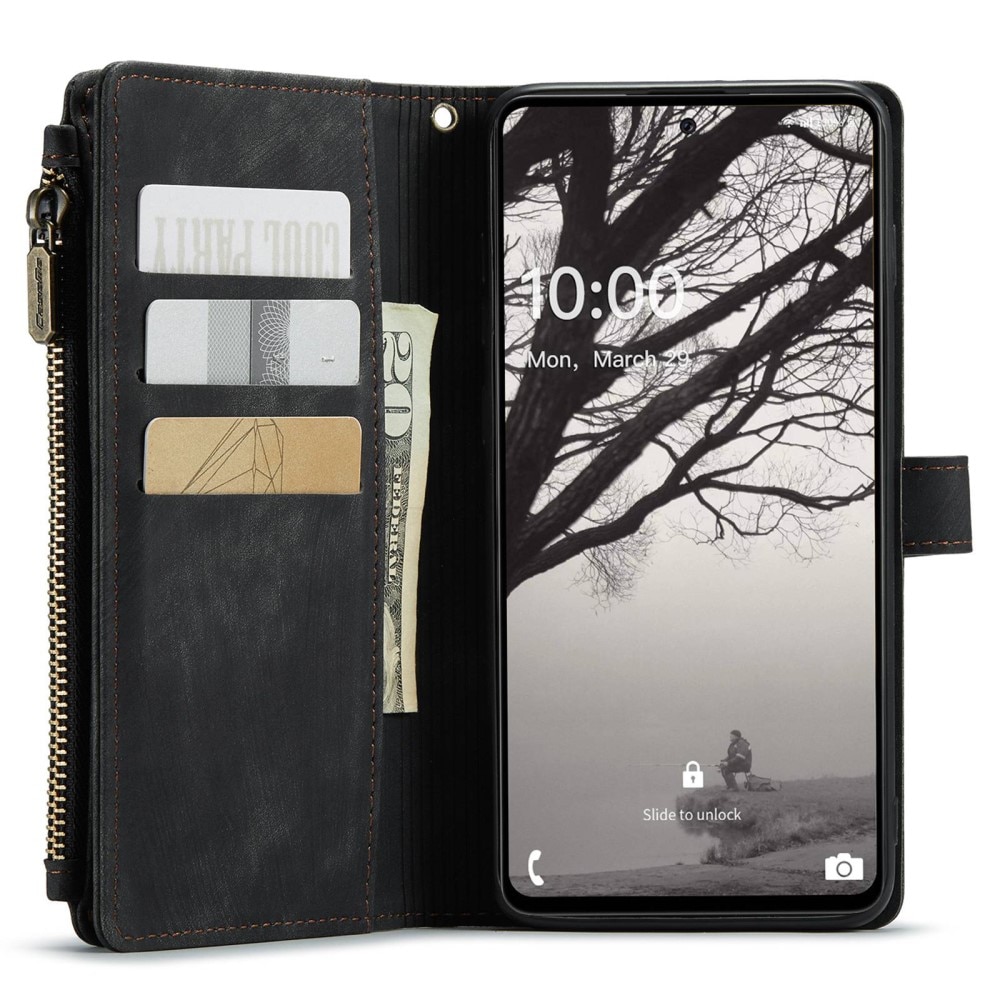 Étui portefeuille à glissière Samsung Galaxy A53, Noir