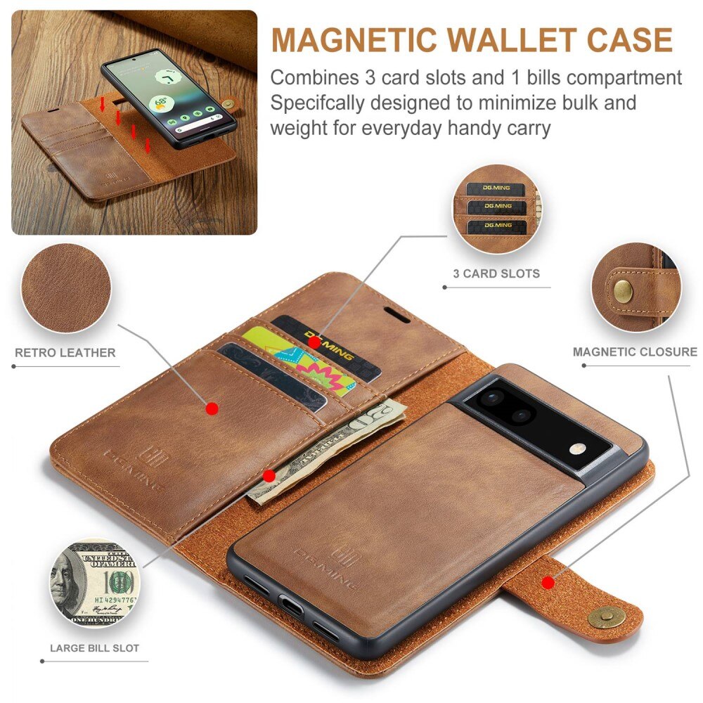 Étui portefeuille Magnet Wallet Google Pixel 6a, Cognac