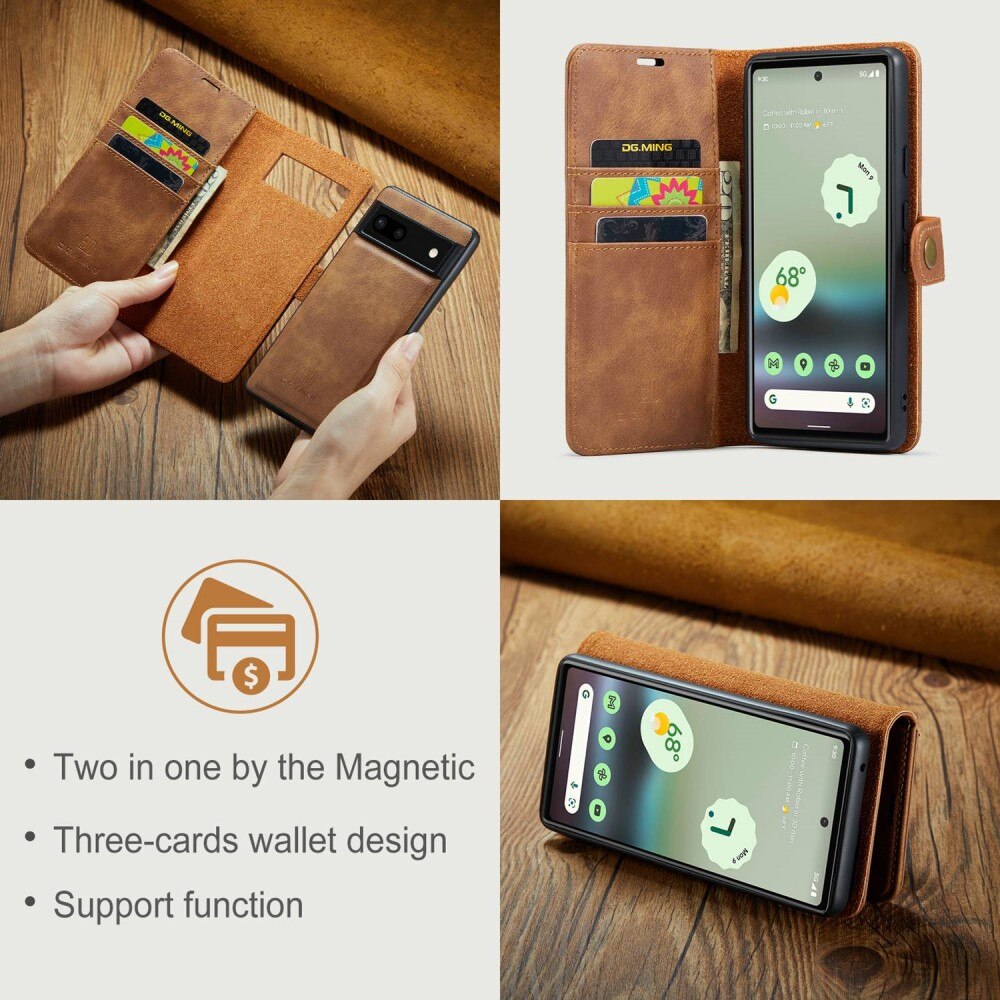 Étui portefeuille Magnet Wallet Google Pixel 6a, Cognac
