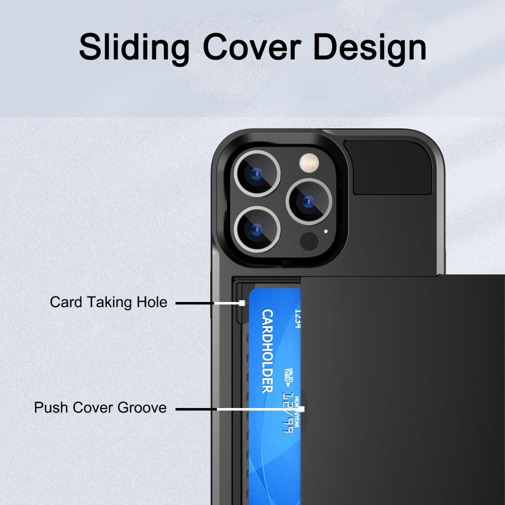 Coque à cartes iPhone 14 Pro, Noir