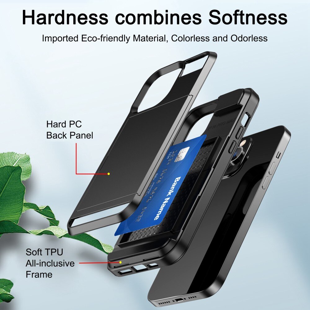 Coque à cartes iPhone 14 Pro, Noir