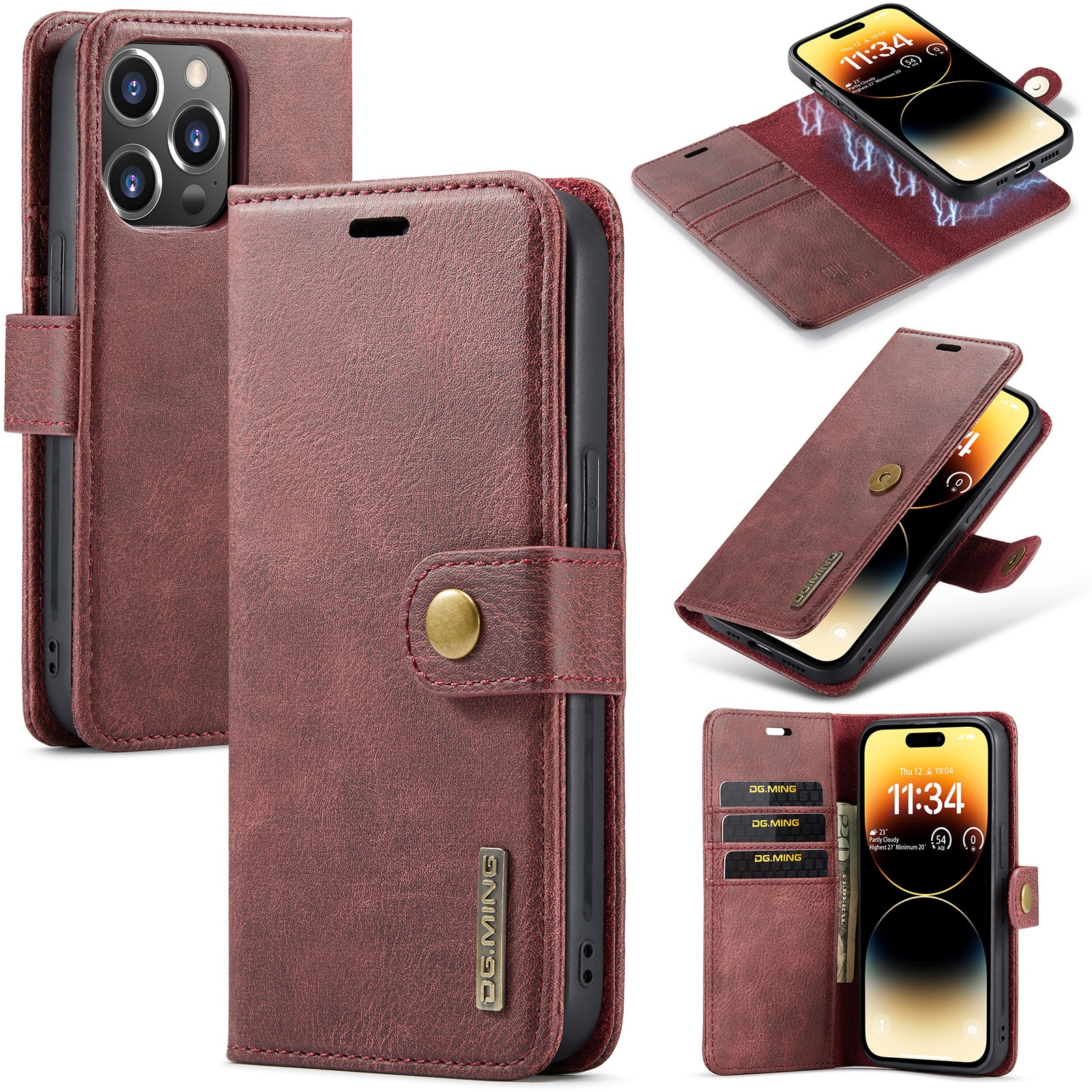 Étui portefeuille Magnet Wallet iPhone 14 Pro Red