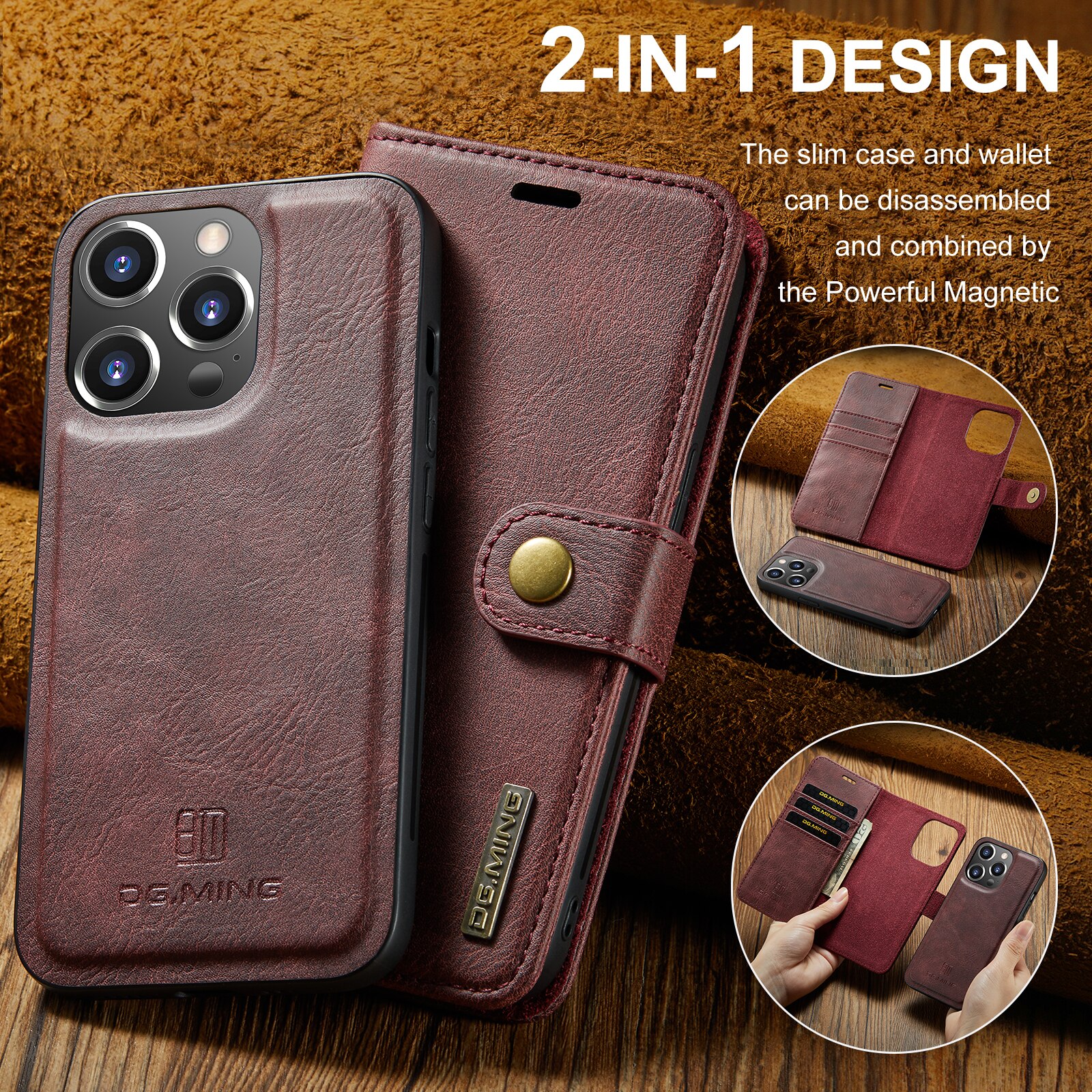 Étui portefeuille Magnet Wallet iPhone 14 Pro, Red