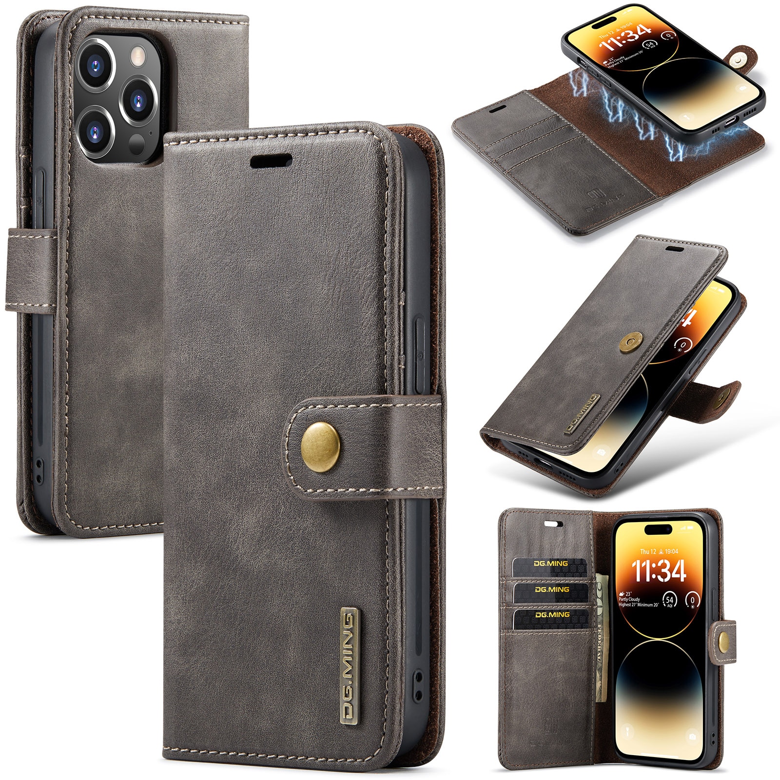 Étui portefeuille Magnet Wallet iPhone 14 Pro Max, Brown