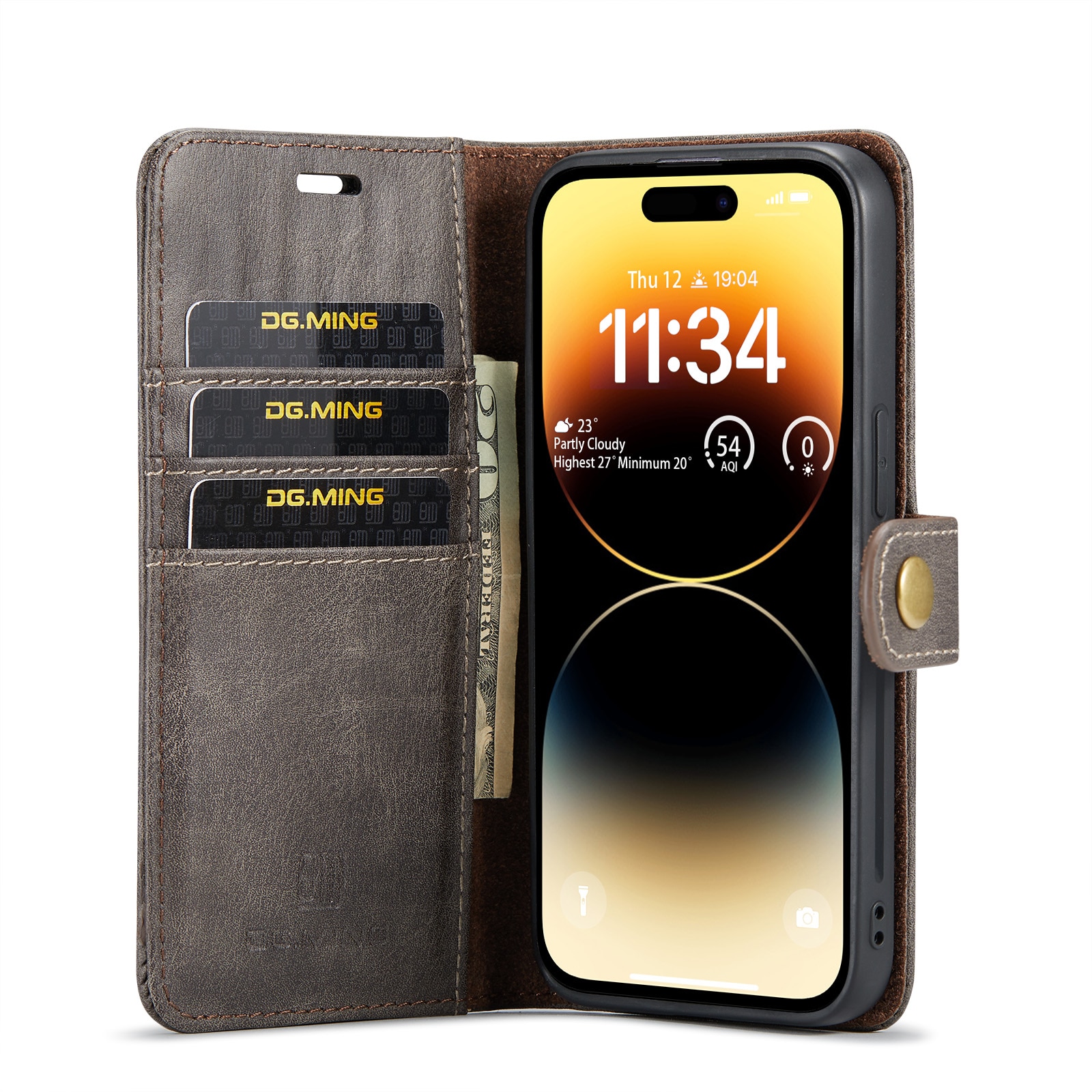 Étui portefeuille Magnet Wallet iPhone 14 Pro Brown