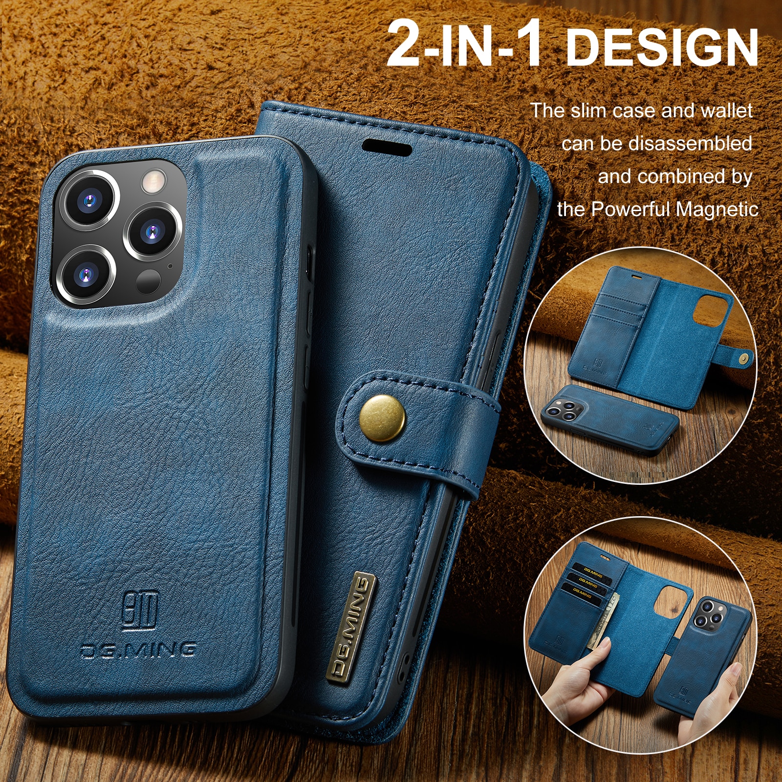 Étui portefeuille Magnet Wallet iPhone 15 Pro Max, Blue