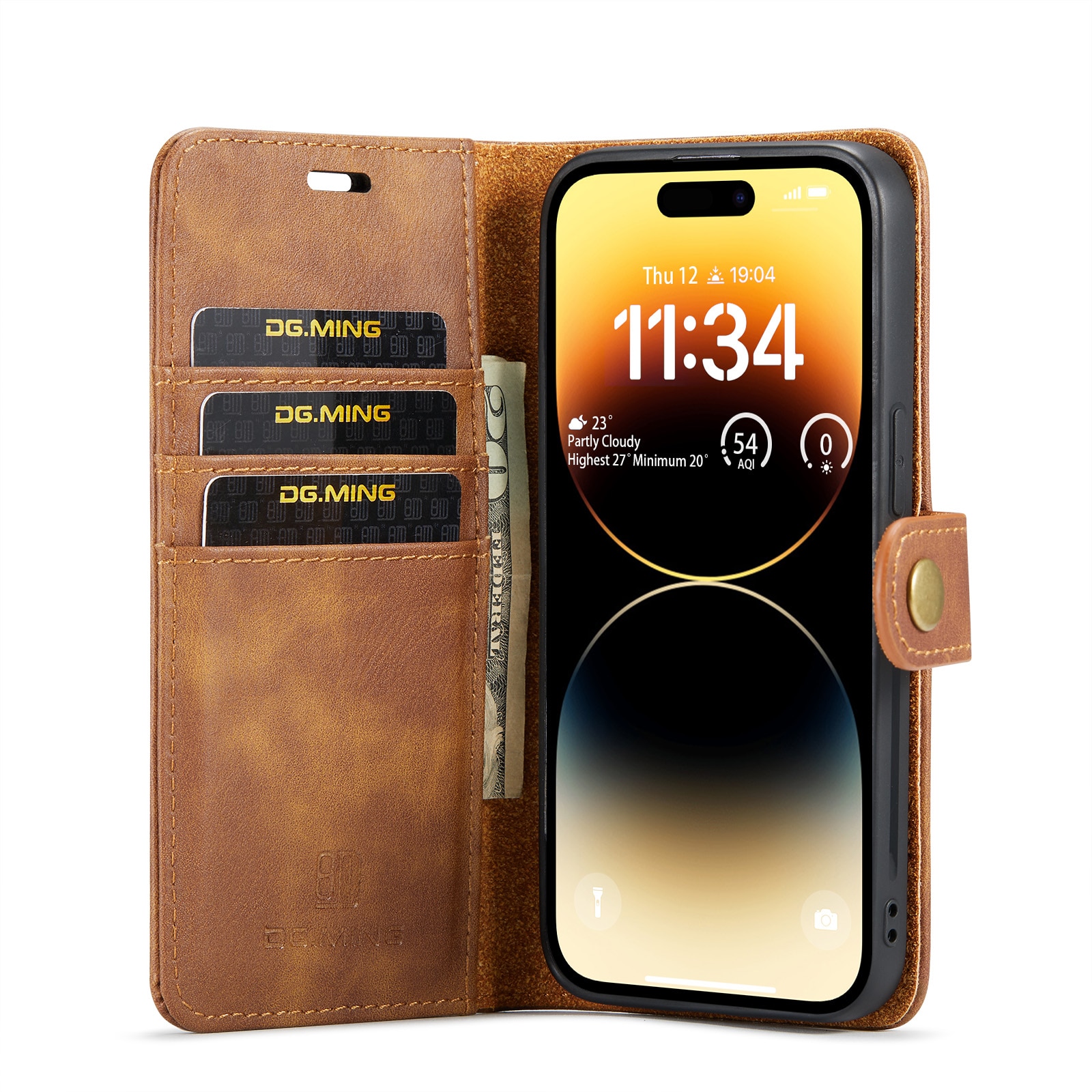 Étui portefeuille Magnet Wallet iPhone 15 Pro Max, Cognac