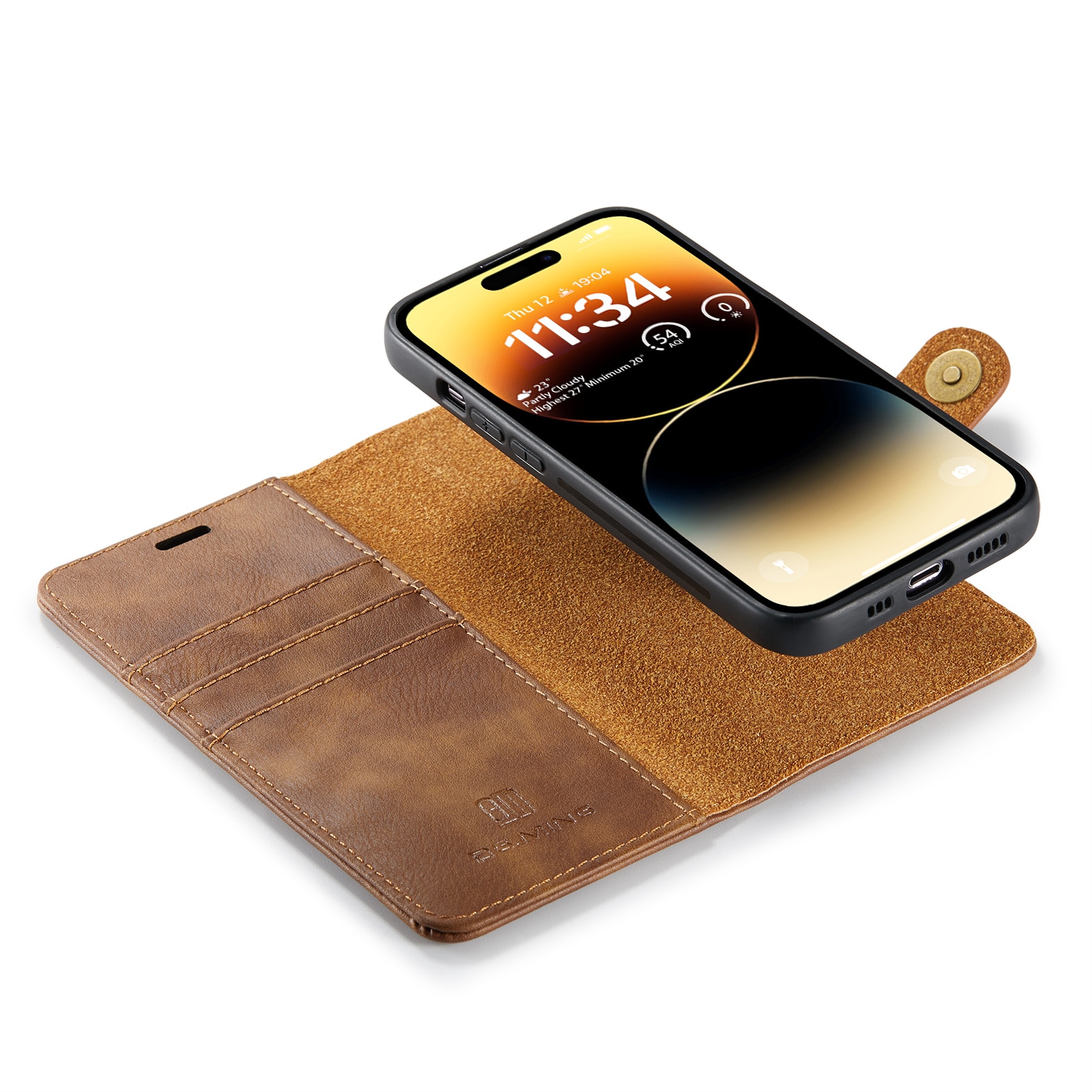 Étui portefeuille Magnet Wallet iPhone 15 Pro, Cognac