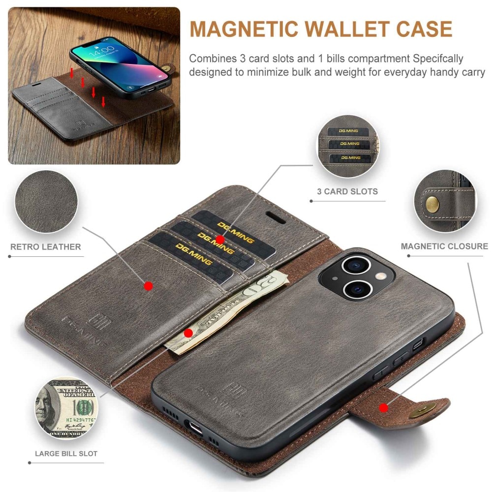 Étui portefeuille Magnet Wallet iPhone 14 Brown