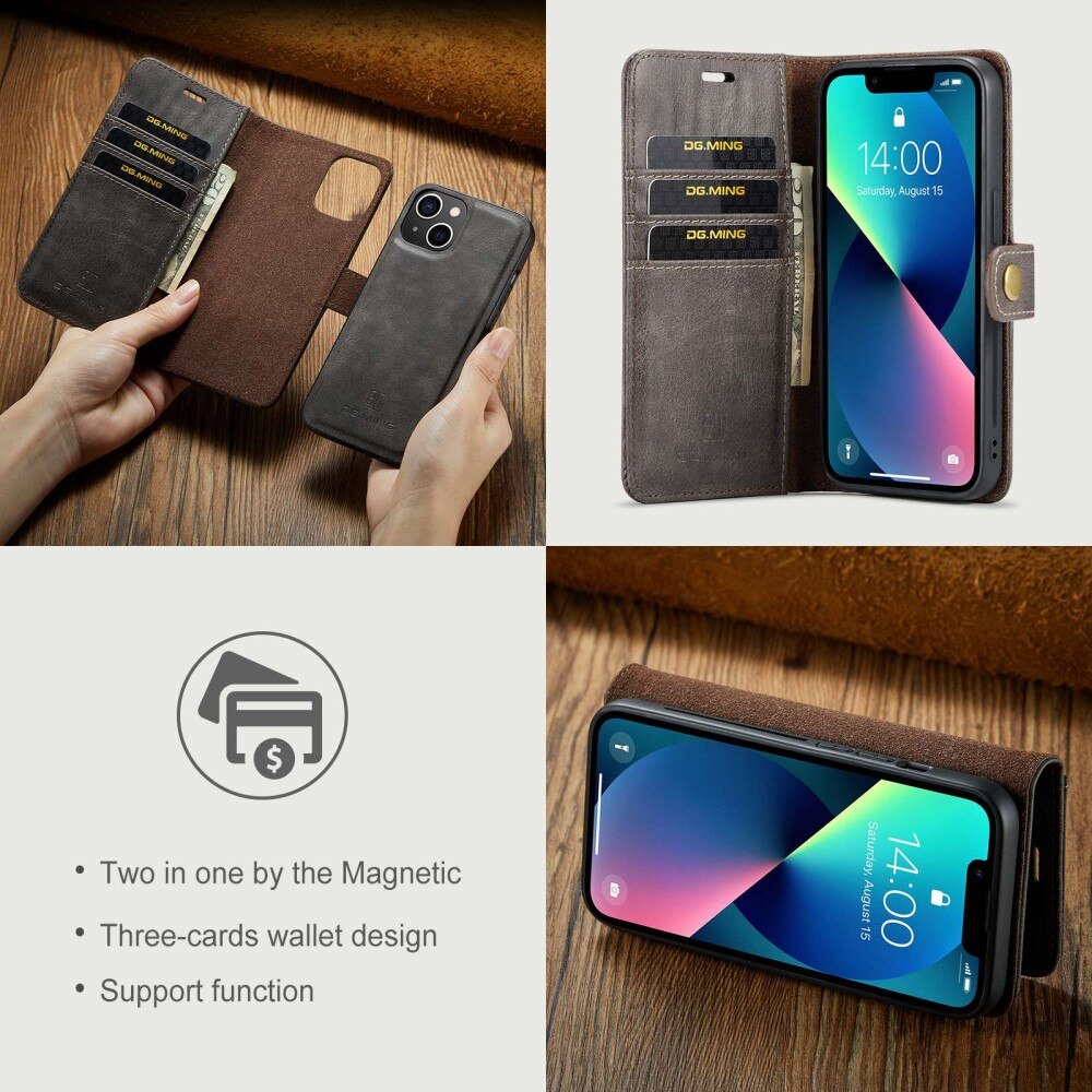 Étui portefeuille Magnet Wallet iPhone 14 Brown