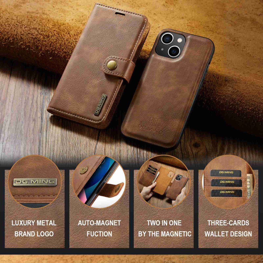 Étui portefeuille Magnet Wallet iPhone 14, Cognac