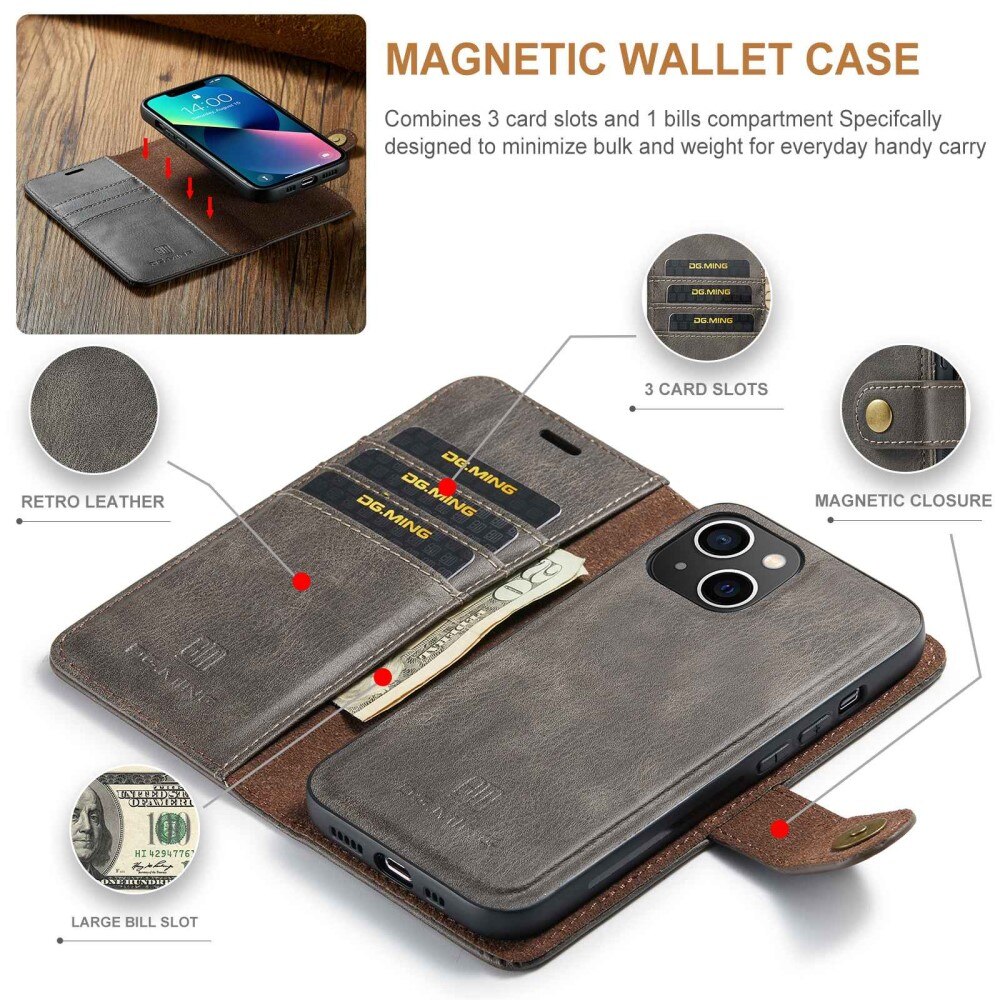 Étui portefeuille Magnet Wallet iPhone 14 Plus, Brown