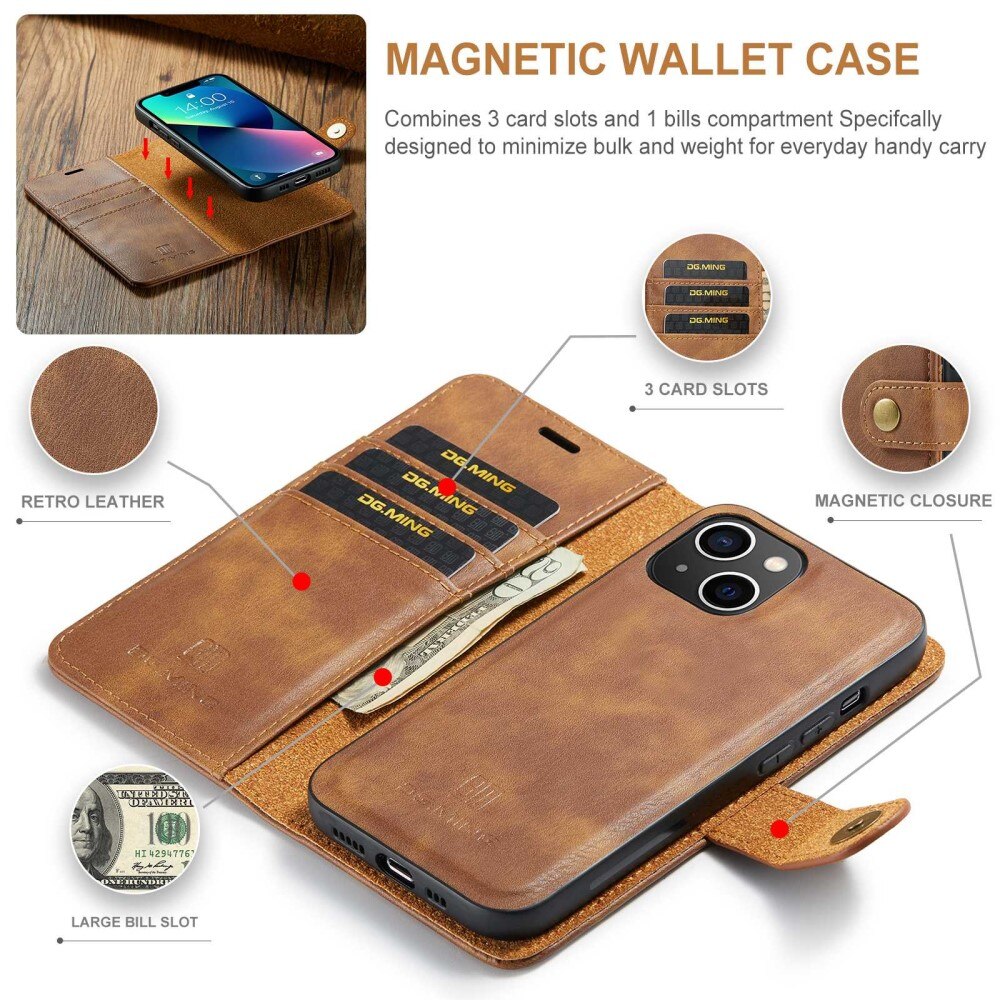 Étui portefeuille Magnet Wallet iPhone 14 Plus Cognac