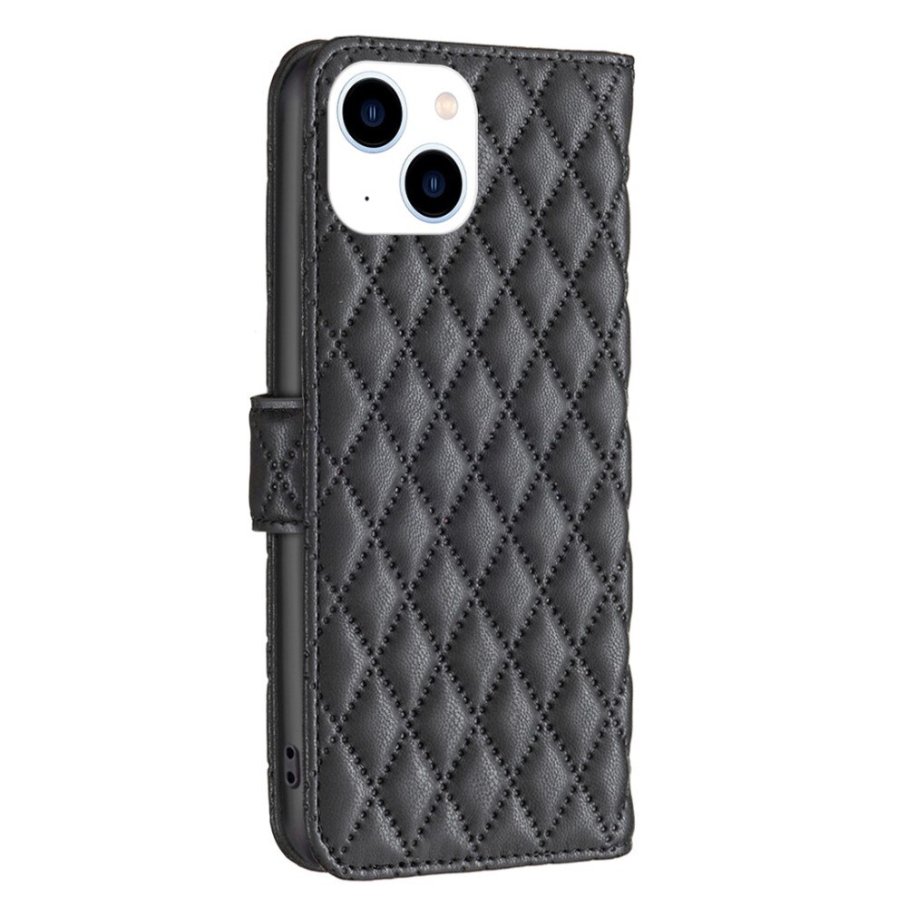 Coque portefeuille matelassé iPhone 14 Noir