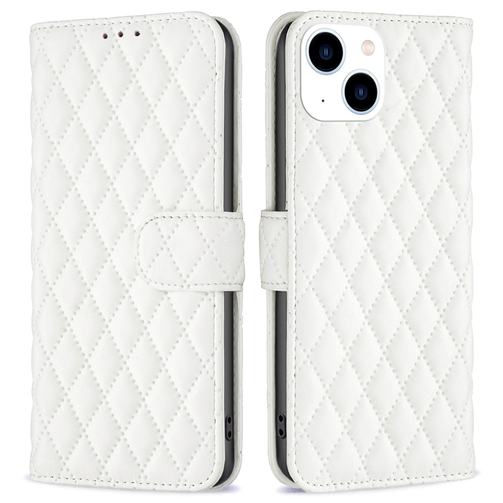 Coque portefeuille matelassé iPhone 14 Blanc