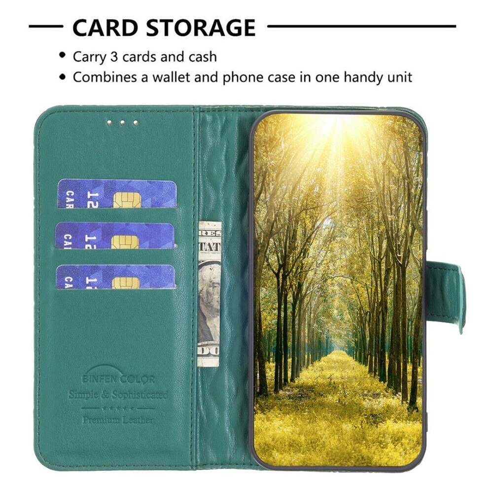 Coque portefeuille matelassé iPhone 14 Vert