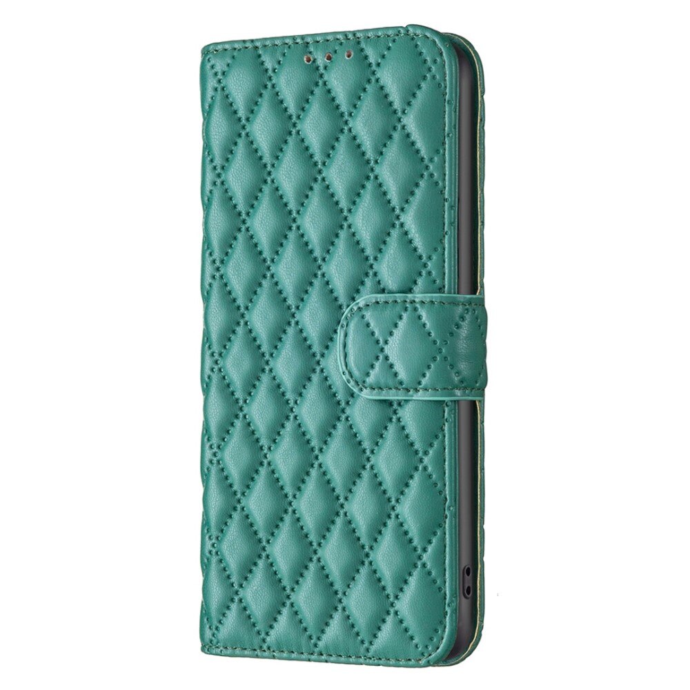 Coque portefeuille matelassé iPhone 14 Vert