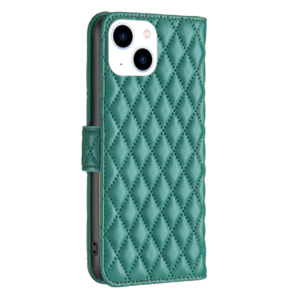 Coque portefeuille matelassé iPhone 14 Vert