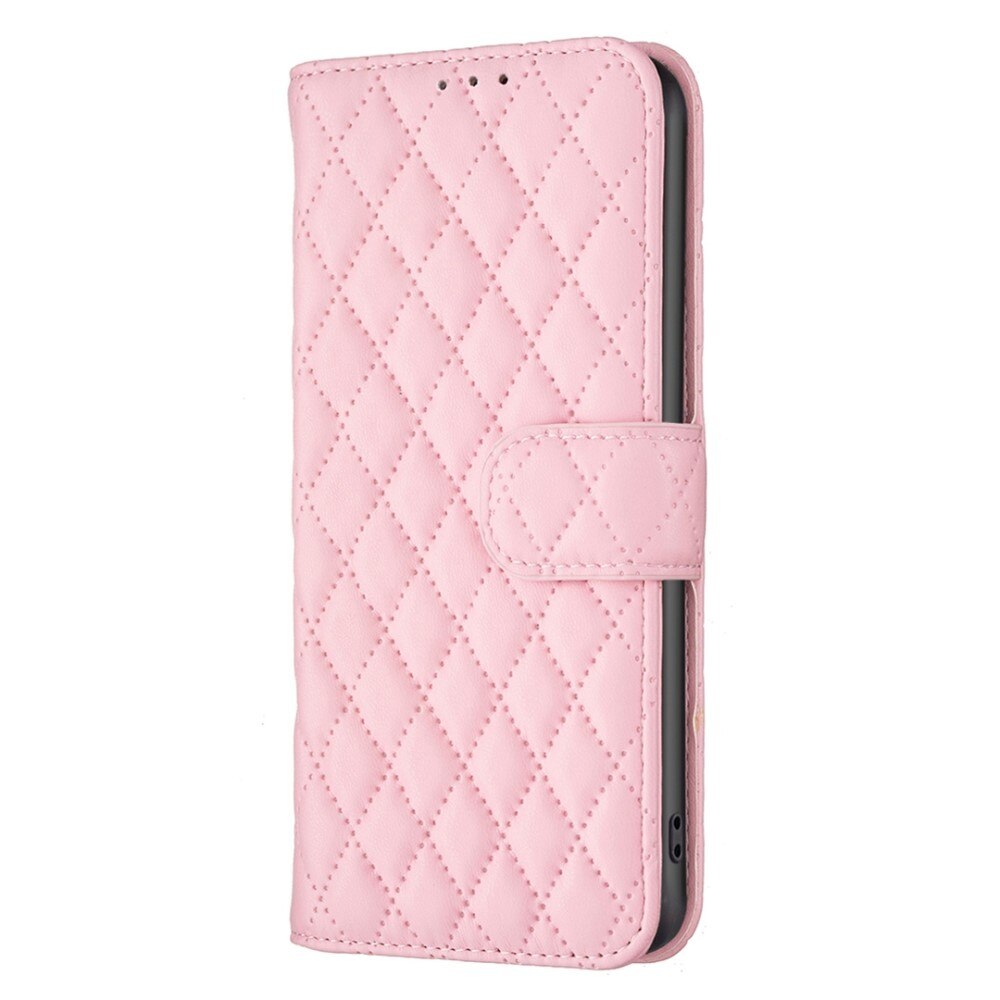 Coque portefeuille matelassé iPhone 14 Rose