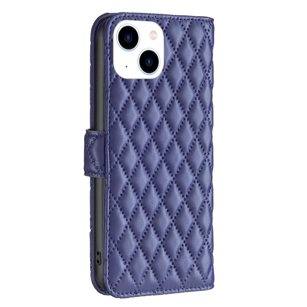 Coque portefeuille matelassé iPhone 14 Bleu