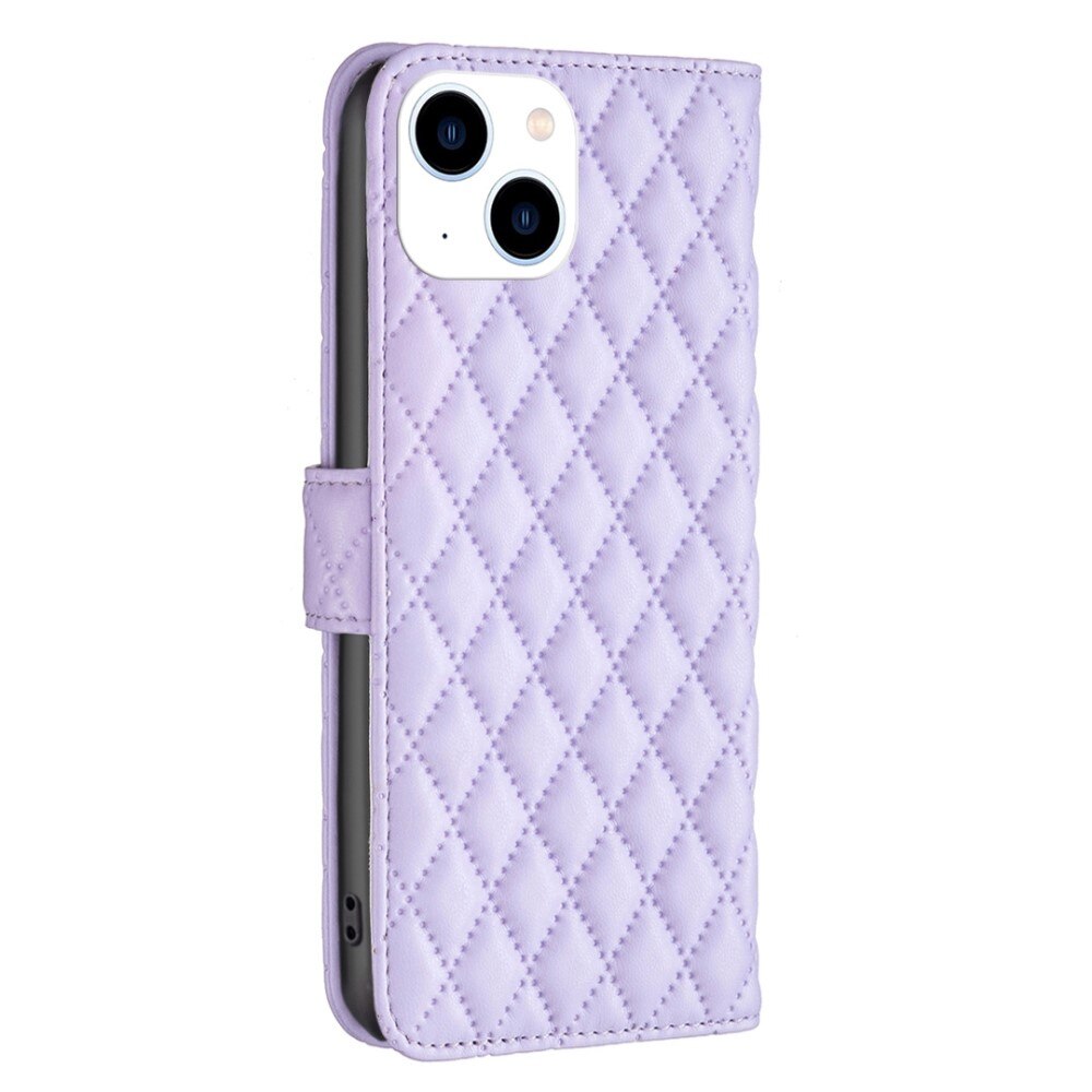 Coque portefeuille matelassé iPhone 14 Violet