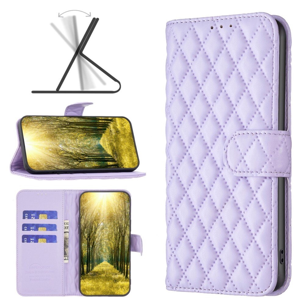 Coque portefeuille matelassé iPhone 14 Violet