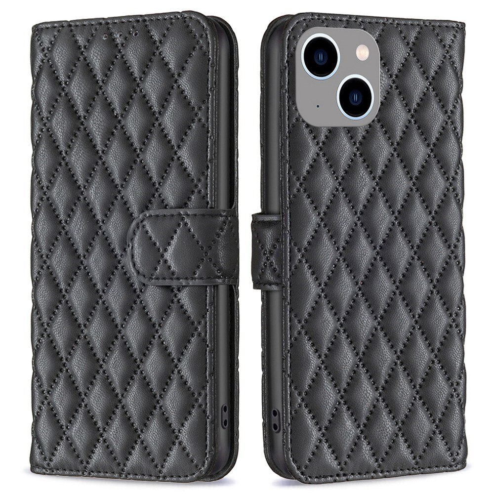 Coque portefeuille matelassé iPhone 14 Plus Noir