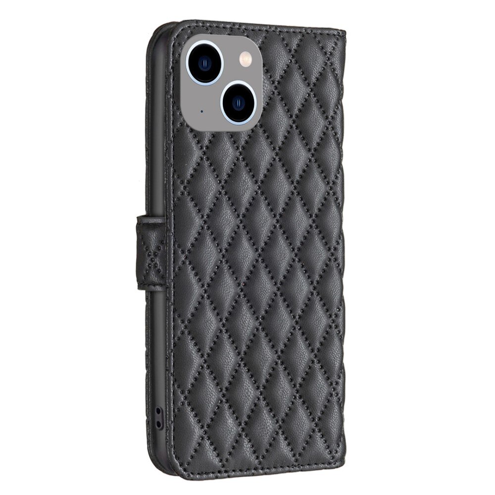 Coque portefeuille matelassé iPhone 14 Plus Noir