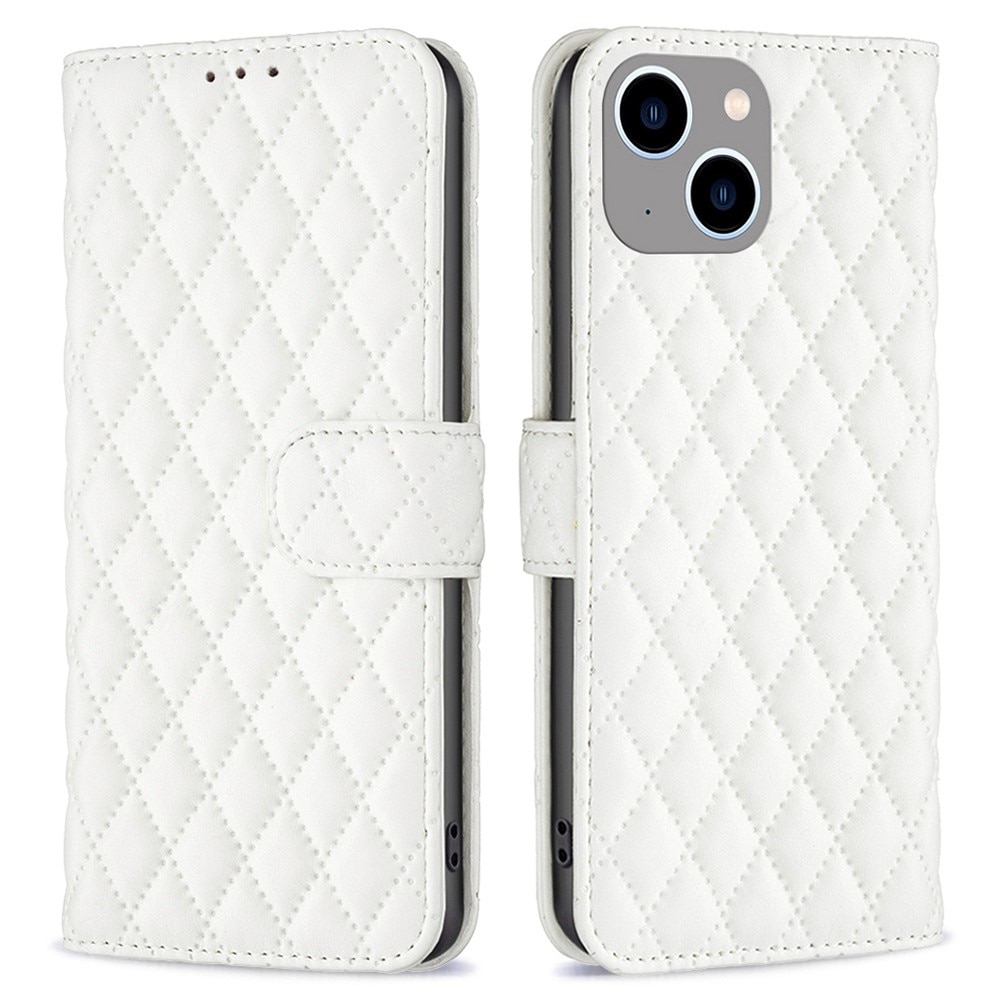 Coque portefeuille matelassé iPhone 14 Plus Blanc