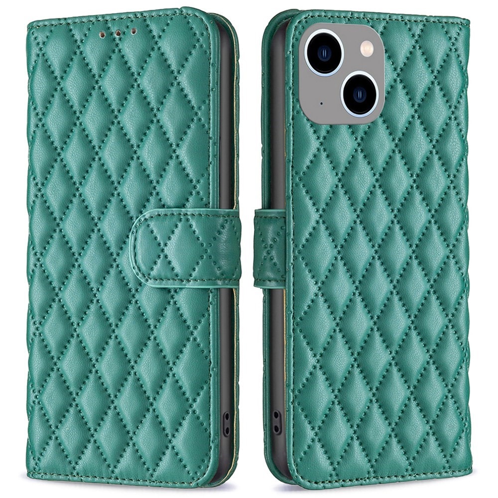 Coque portefeuille matelassé iPhone 14 Plus Vert