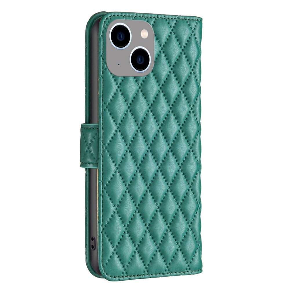 Coque portefeuille matelassé iPhone 14 Plus Vert