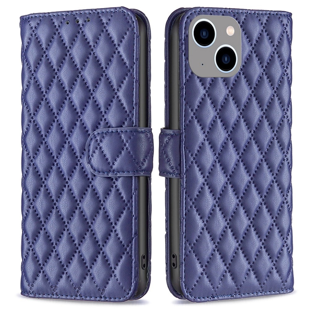 Coque portefeuille matelassé iPhone 14 Plus Bleu