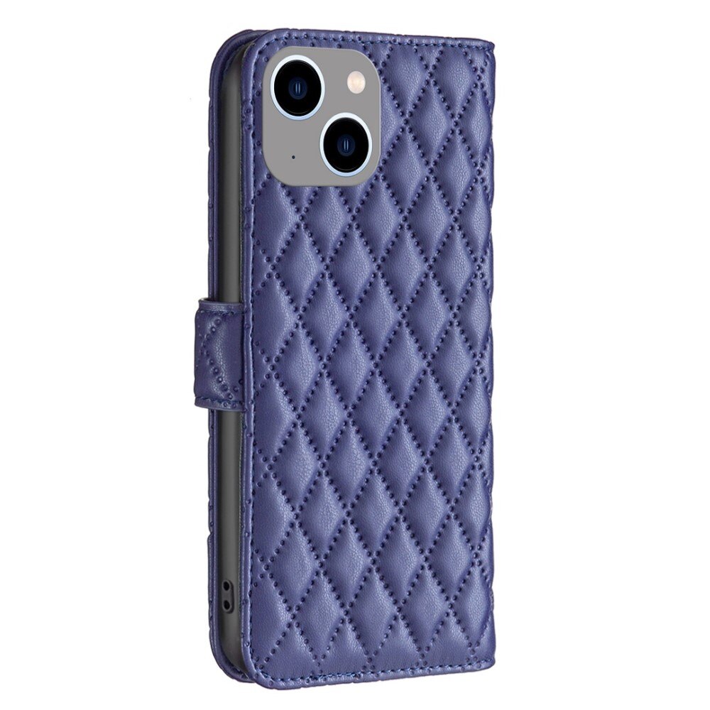 Coque portefeuille matelassé iPhone 14 Plus Bleu