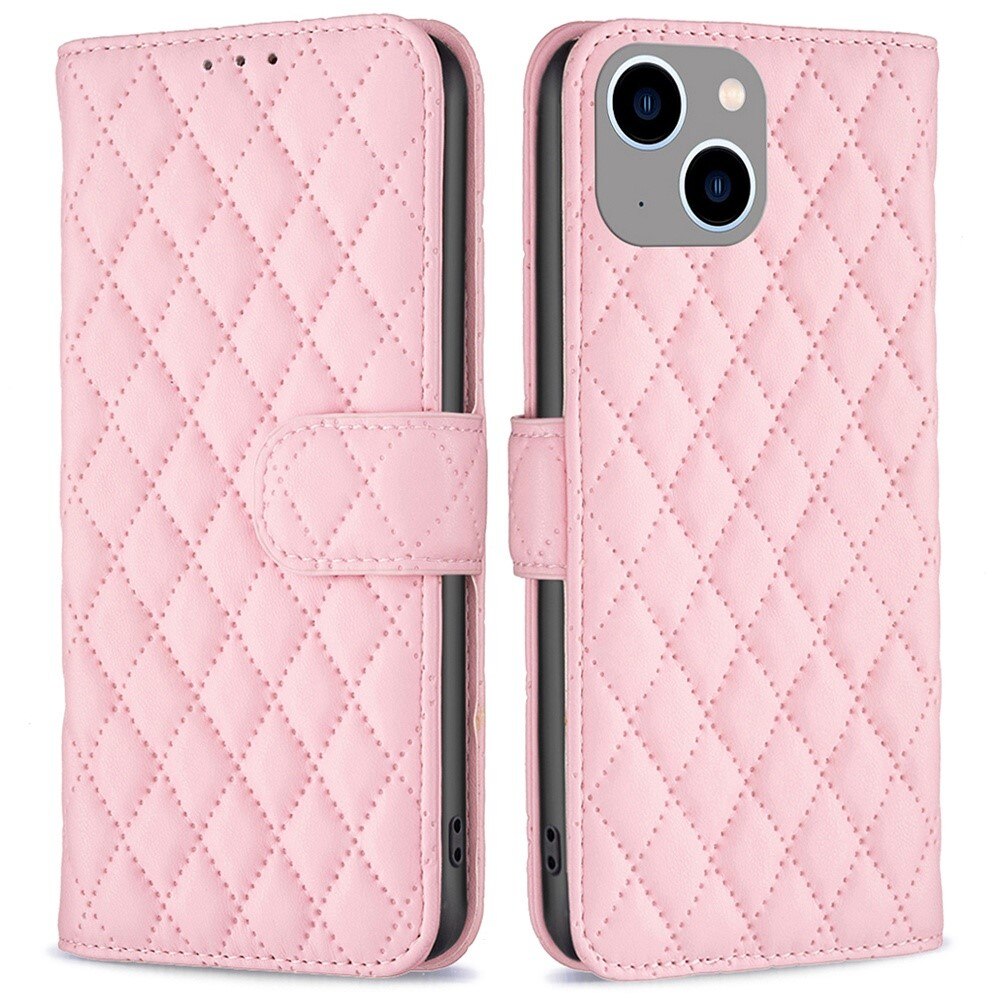 Coque portefeuille matelassé iPhone 14 Plus Rose