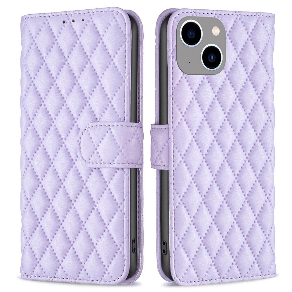 Coque portefeuille matelassé iPhone 14 Plus Violet