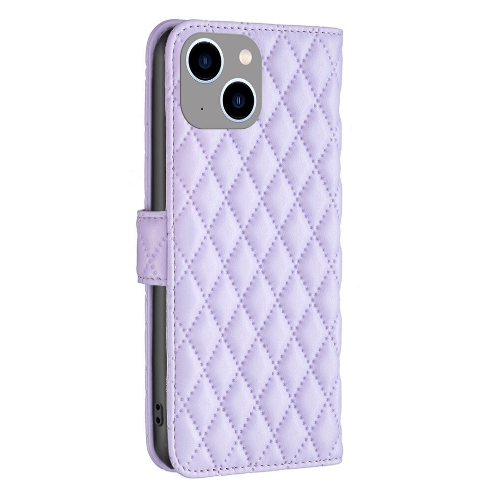 Coque portefeuille matelassé iPhone 14 Plus Violet