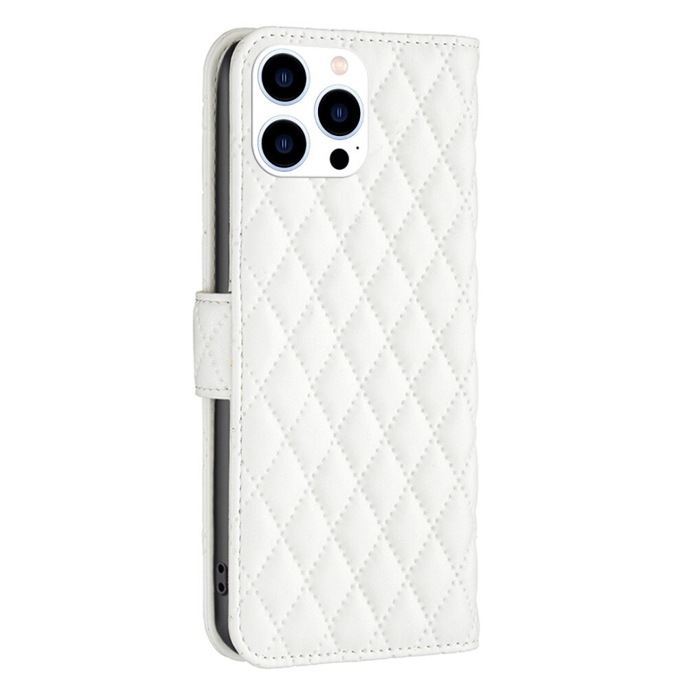 Coque portefeuille matelassé iPhone 14 Pro Blanc