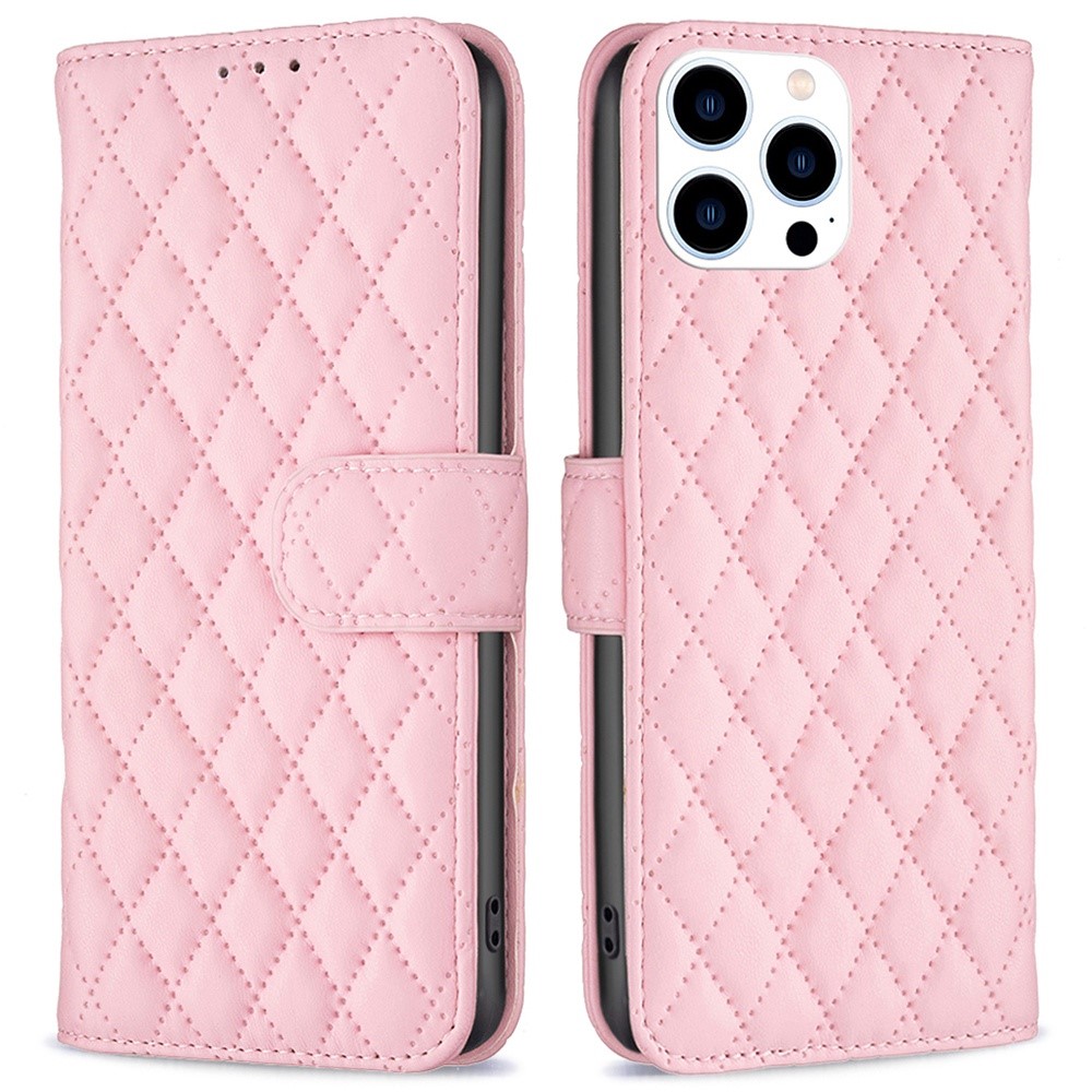 Coque portefeuille matelassé iPhone 14 Pro Rose