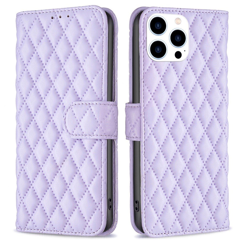 Coque portefeuille matelassé iPhone 14 Pro Violet