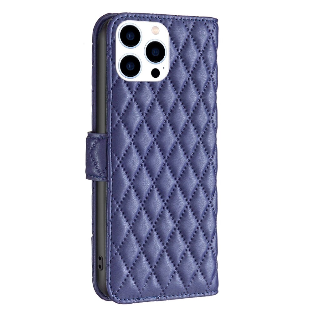 Coque portefeuille matelassé iPhone 14 Pro Bleu