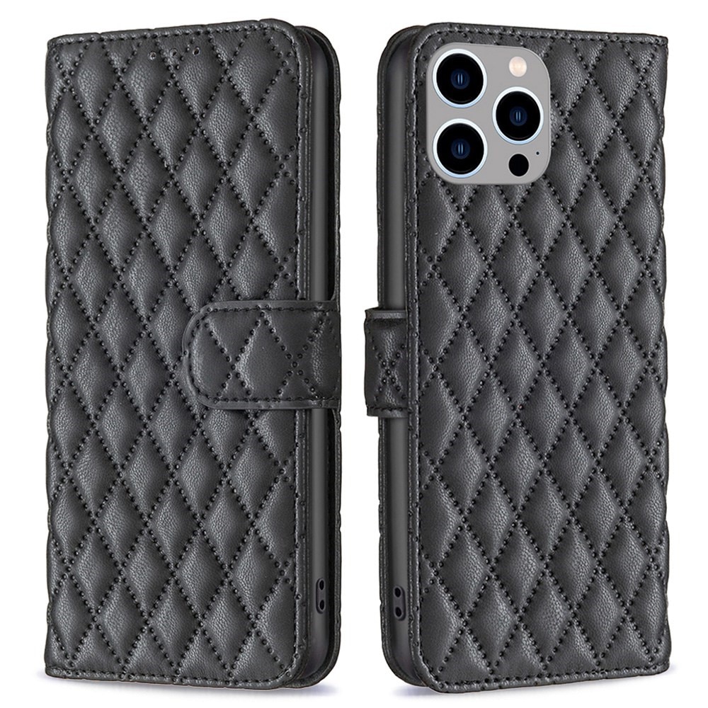 Coque portefeuille matelassé iPhone 14 Pro Max Noir