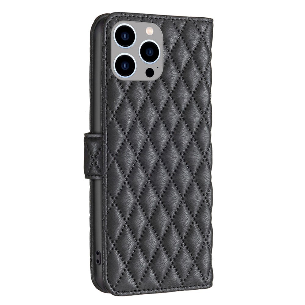 Coque portefeuille matelassé iPhone 14 Pro Max Noir