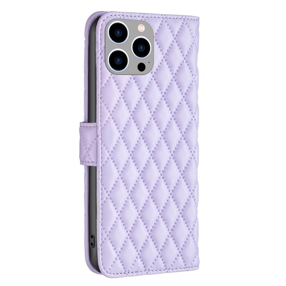 Coque portefeuille matelassé iPhone 14 Pro Max Violet