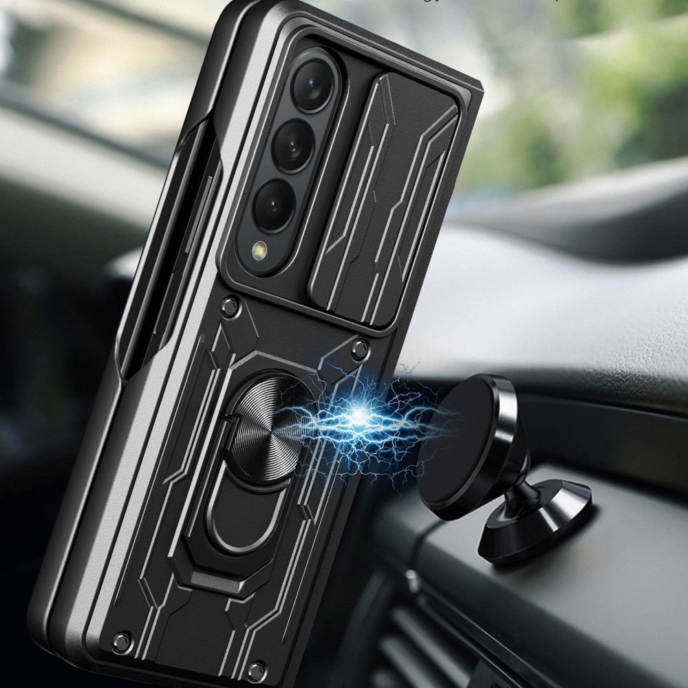 Coque Hybride Ring avec Protège Caméra Samsung Galaxy Z Fold 4 Noir