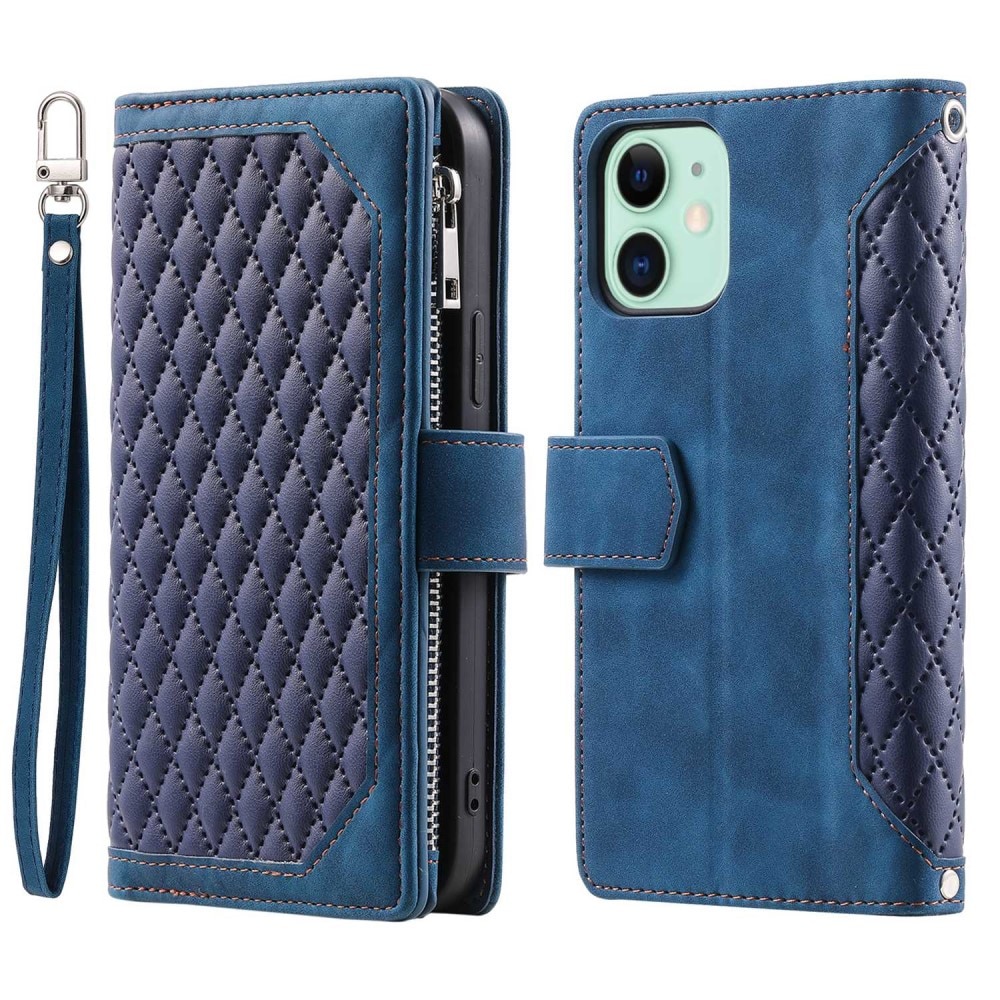 Étui portefeuille matelassée pour iPhone 11, bleu