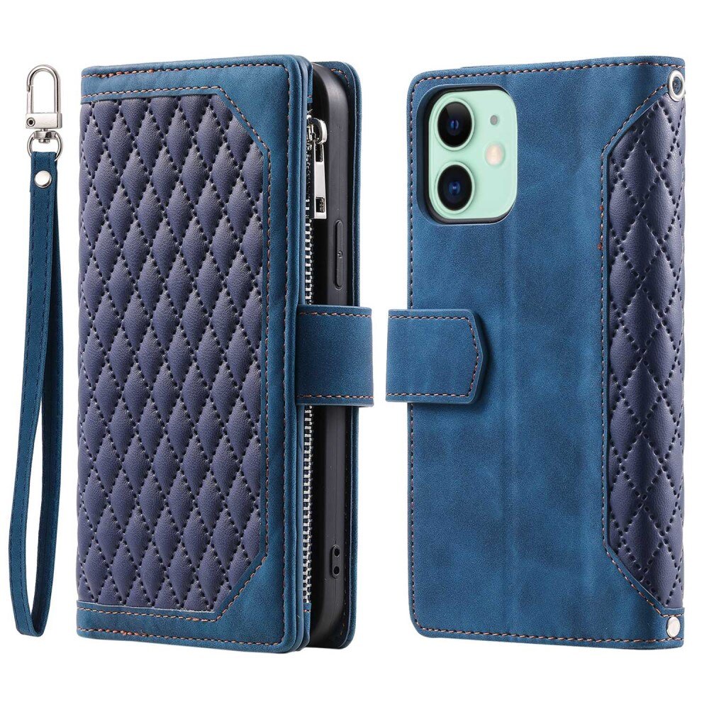 Étui portefeuille matelassée pour iPhone 11, Bleu